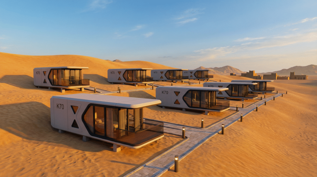 luxury desert resort capsule hotel