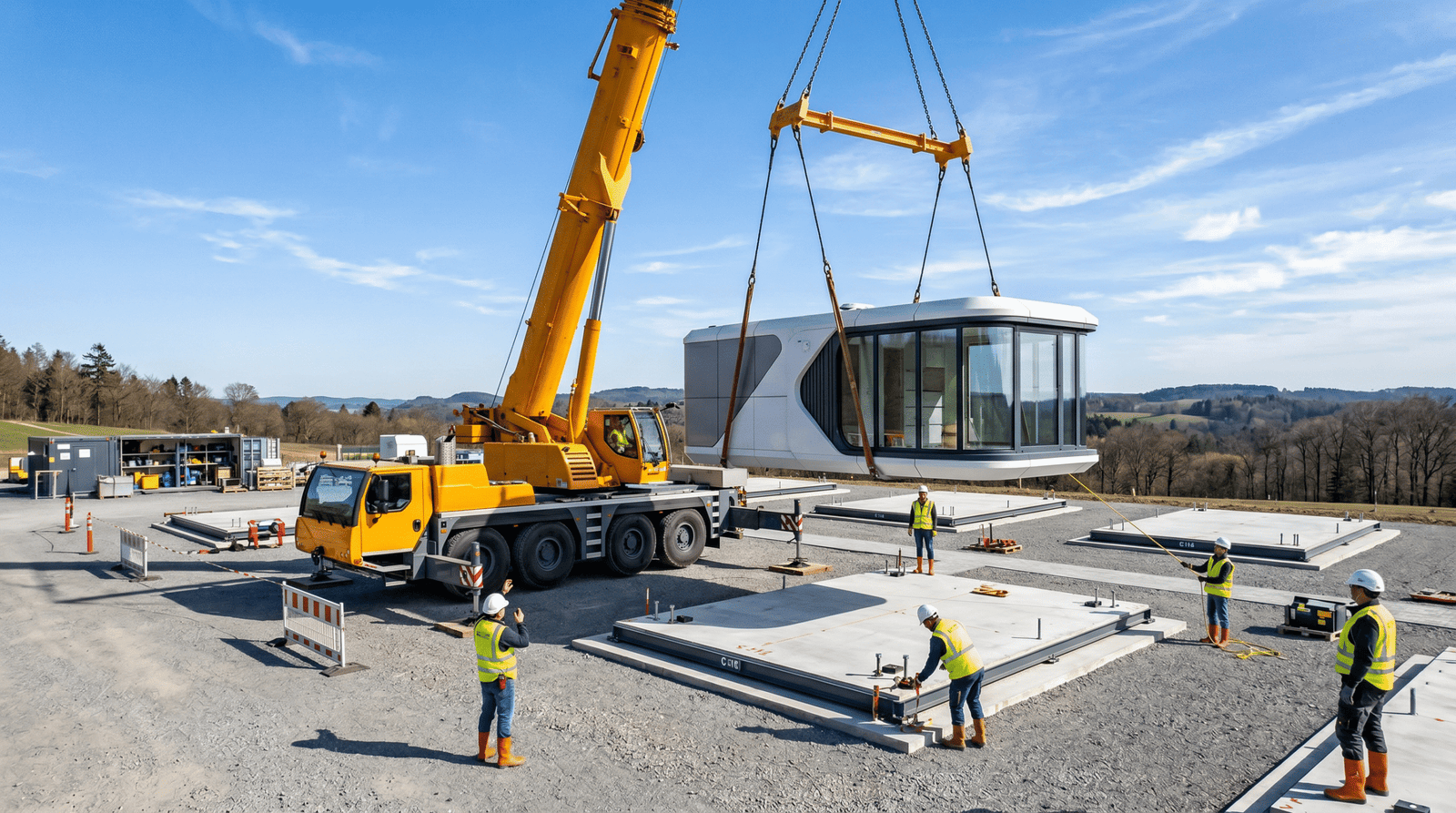 modular capsule house installation
